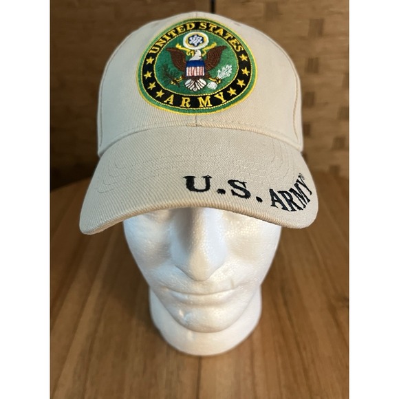 Other - Eagle Emblems‎ US Army Khaki Cotton Adjustable Cap Hat Army Emblem Slogan